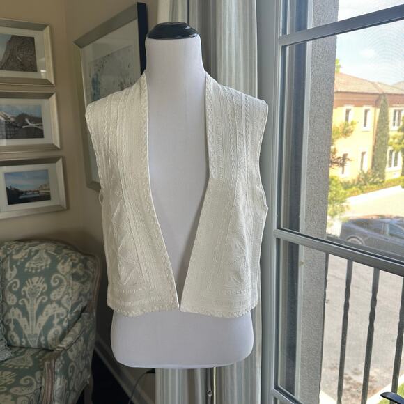 Massimo Dutti Cream Embroidered Vest Size M - Picture 12 of 12